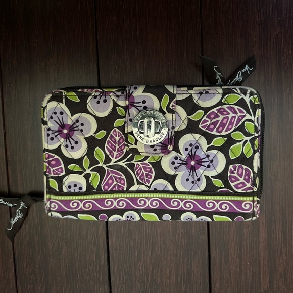 Vera Bradley Handbags - Vera Bradley wallet purple plum petals zip shut 5 x 8 toggle